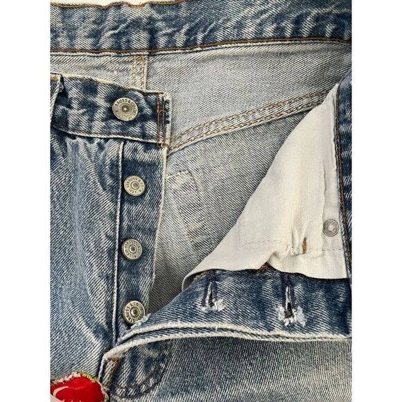 Vintage Upcycled Patchwork Button Fly Levi Jeans 23 - Picture 8 of 10